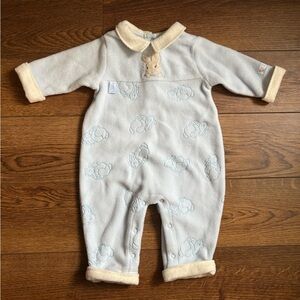 Vintage Peter Rabbit Blue Fleece Romper Size 6-9 months